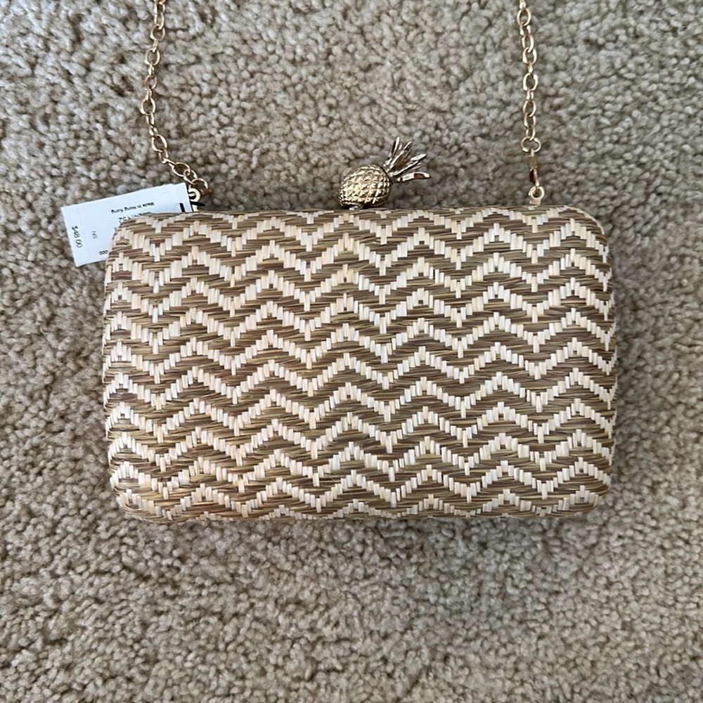 NWT adorable, woven purse with gold pineapple detail express
